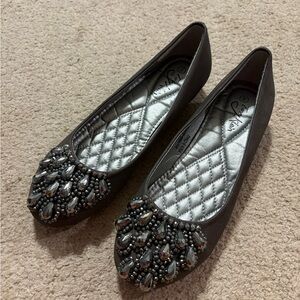 Elegant Beaded dark brown Women's Flats, shoes size 9